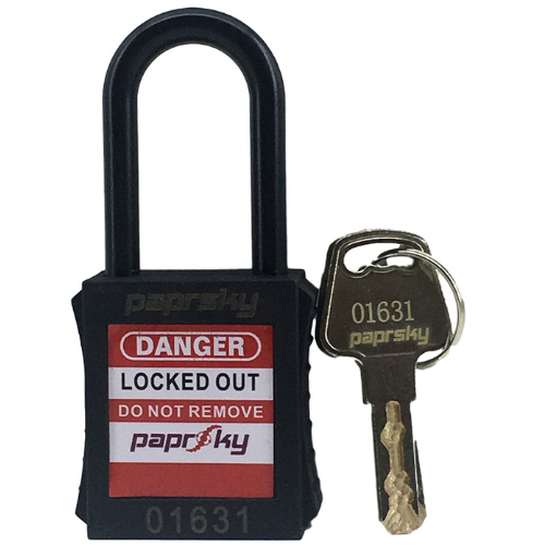 Lockout Padlock Black PS LOTO PPNR-38 Regular Plastic Shackle